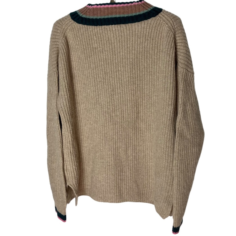 Madewell Tipped Forrest V-Neck Oversized Wool-Blend Sweater Medium - Picture 3 of 9